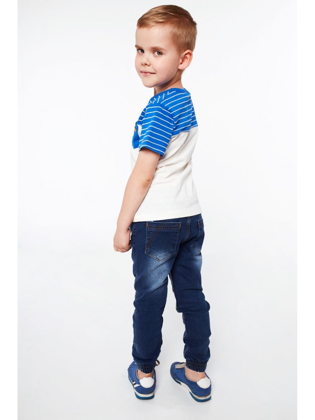 Boy\'s blue and cream T-shirt NDZ4492 - Online store - Boutique